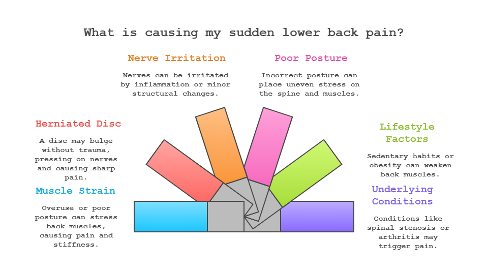 Sudden lower back pain without injury